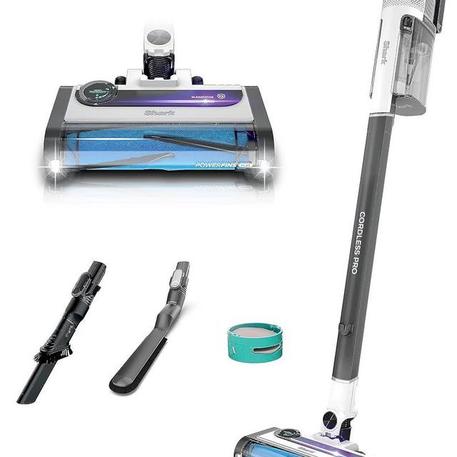 Shark QZ562HQ Pro Cordless Vacuum with Clean Sense IQ and Odor Neutralizer, PowerFins Plus Brushroll, Includes Duster Crevice Tool & Anti-Allergen Dust Brush, Up to 40 Minute Runtime, Silver (Renewed)