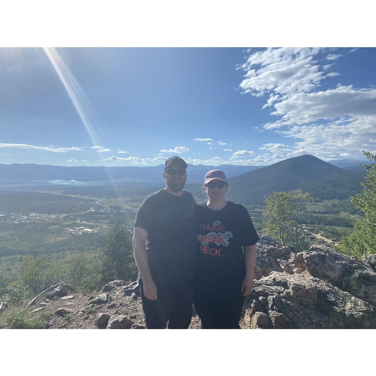 At the top of 9 Mile Mountain at Snow Mountain Ranch in Colorado. (Incidentally, not too far from where Russell proposed a couple years later.)
