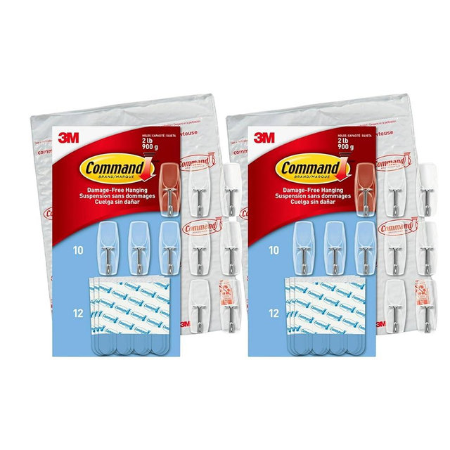 Command Clear Medium Wire Toggle Hooks, 20 Hooks and 24 Strips, Holds Up to 2 lb Each, Damage-Free Hanging for Stockings, Ornaments, Garland, Keys, Holiday Decor