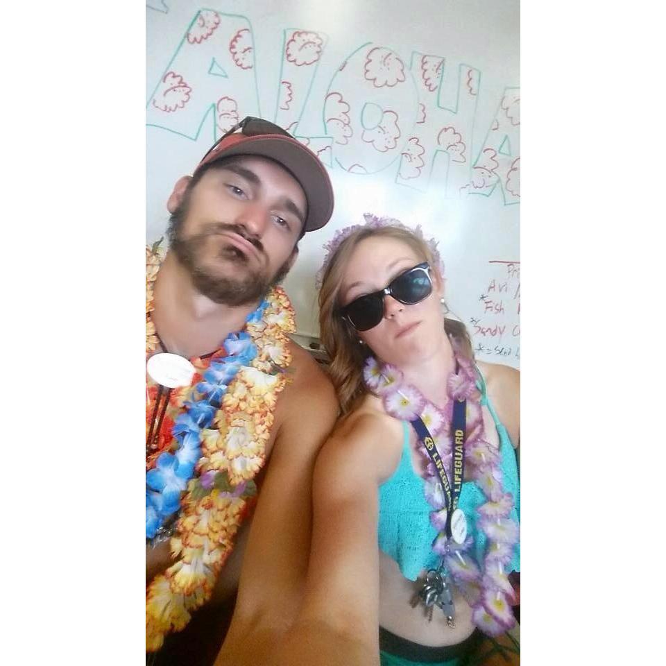 Buds at the pool long before we started dating!