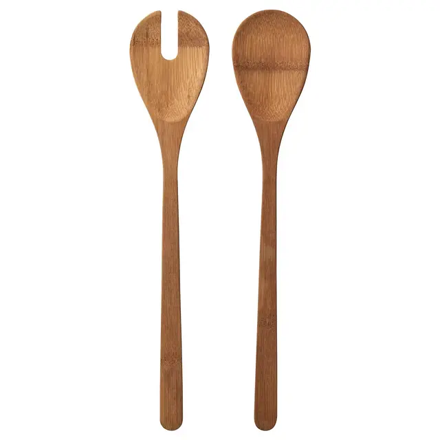 GRÖNSAKER 2-piece salad serving set, bamboo