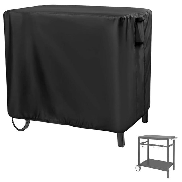 Andacar Prep Table Cover for Royal-Gourmet Double-Shelf Movable Dining Cart Table, 40inch Outdoor BBQ Cart Cover Bar Tool Cart Covers Cooler Covers - 41"L×24"W×32"H, Black