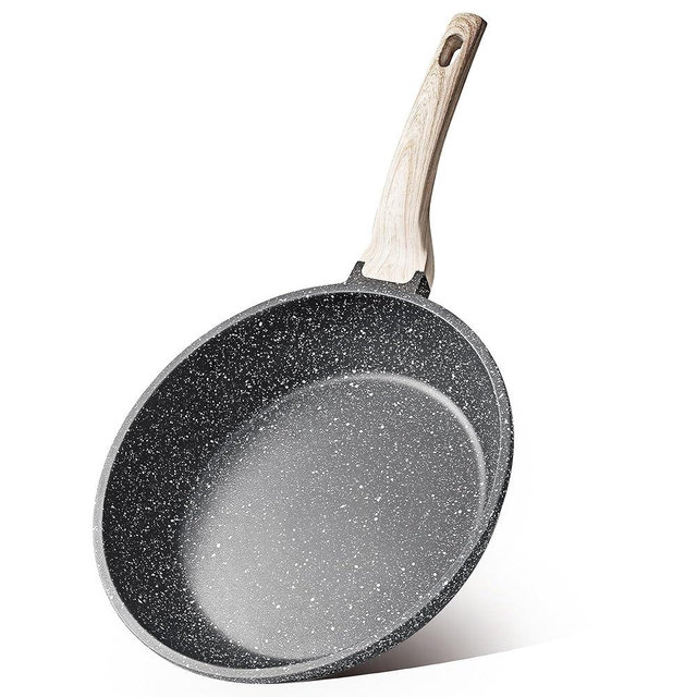 CAROTE Non Stick Frying Pan Skillet, Omelet Pan, Healthy Non Toxic Granite Chef Pan, Induction Compatible Egg Frying Pan with Heat-Resistant Handle, PFOA-Free,Black, 10"