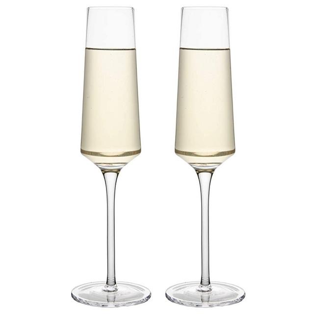 Crystal Champagne Glasses-Long Stem Champagne Flutes Set of 2，Hand Blown Lead-Free, Classic 6.7 Oz Modern Elongated Champagne Flute Glass for Party Weddings Christmas Birthday Toasting