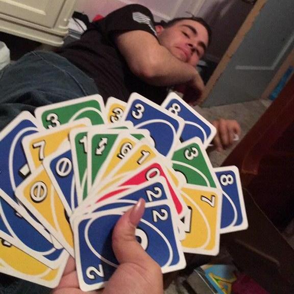 He made draw all those cards in one go! ( I still won though)