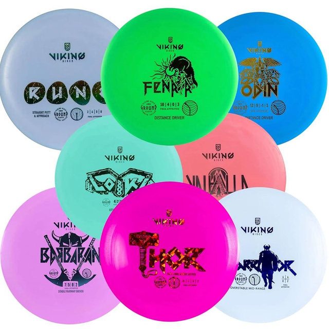 Viking Discs Original Disc Golf Set - 8 Frisbee Discs for Any Distance, PDGA Approved - Putter, Mid-Range, Fairway Driver, Distance Driver – Frisbee Golf Discs Set for Beginners and Professionals