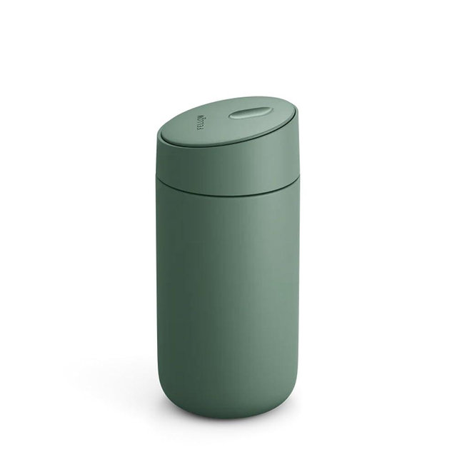 Fellow 12 oz Carter Slide Travel Mug – One-Handed Slide Lid, Vacuum Insulated Stainless Steel Tumbler with Ceramic Interior for Hot and Cold Drinks, Leak-Proof and Dishwasher Safe, Smoke Green