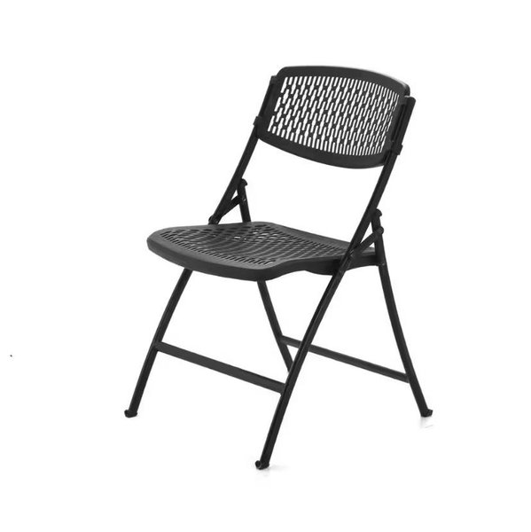 HDX Plastic Seat Folding Chair in Black (Set of 4) 2FF004HDX