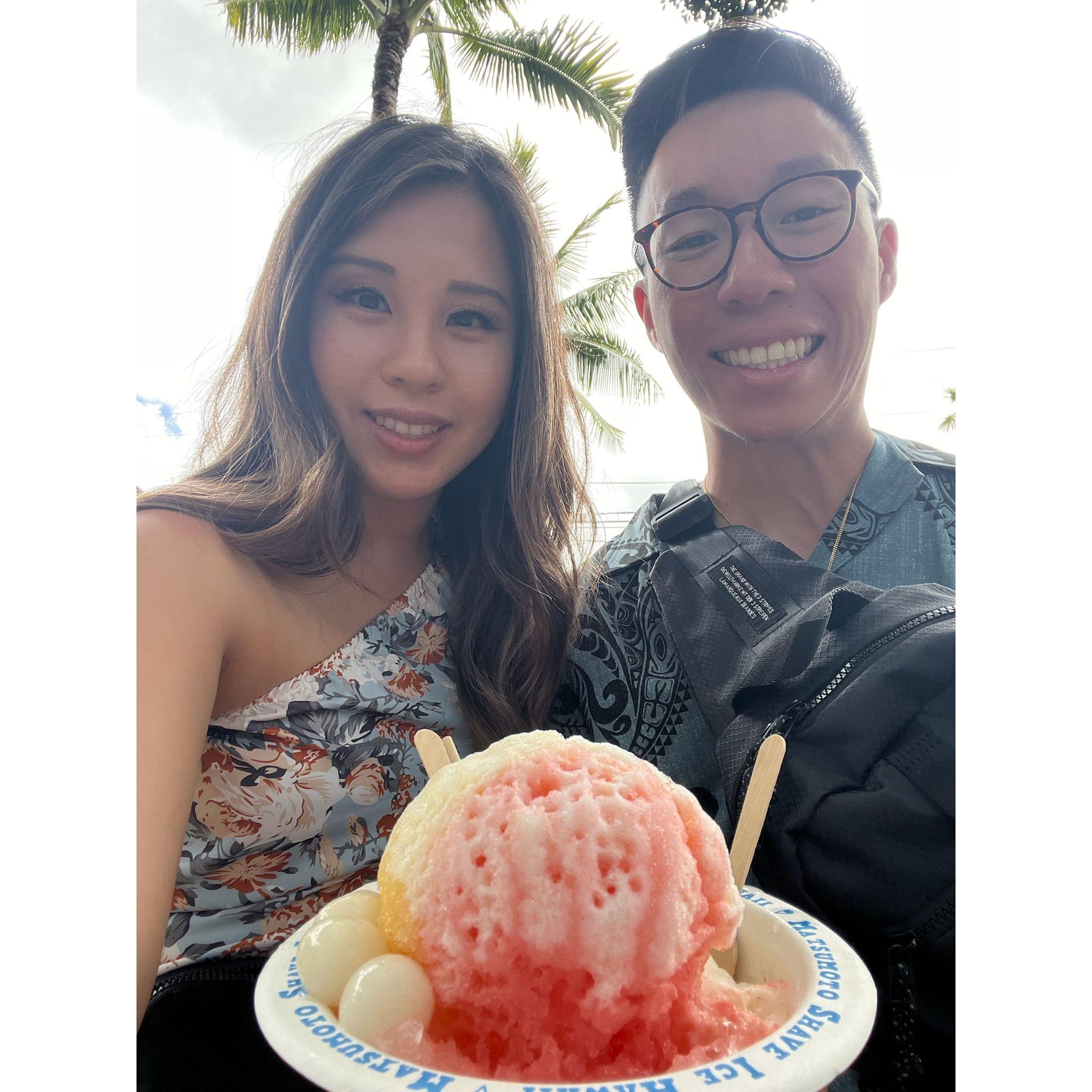 Michael's first time in Hawaii. On this day we drove up to the North Shore and tried 3 different shrimp trucks!