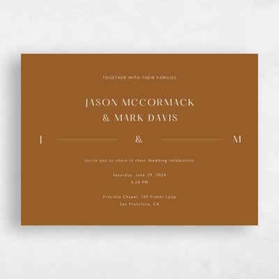 Dark Ochre, Orange Wedding Invitation - Corinth Landscape