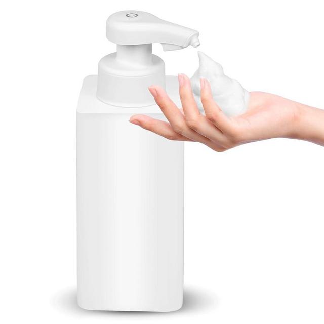 Phneems Automatic Soap Dispenser Foaming Touchless Auto Hands Free Foam Hand Dish Soap Dispenser Rechargeable Modern Smart Electric Countertop Soap Dispenser for Bathroom, Kitchen, Commercial White