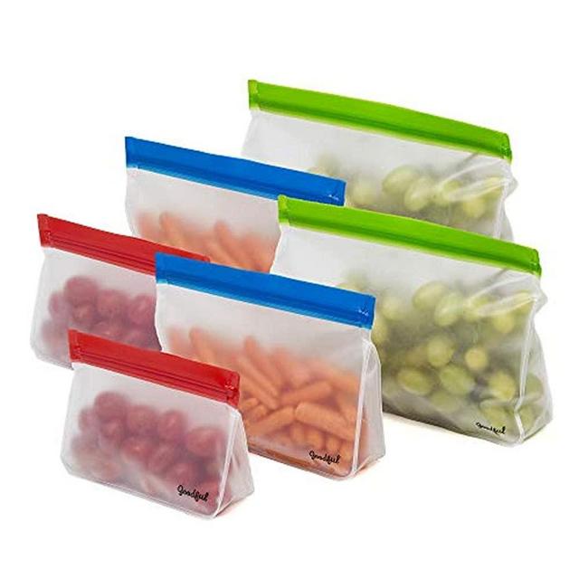 Goodful Reusable Stand Up Storage, Leakproof Zip Closure Bag for Food, Home Organization, Small, Medium, Large, Multicolor