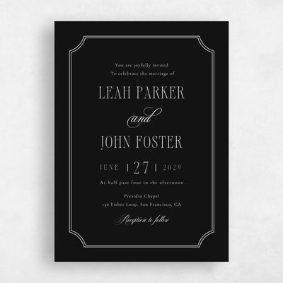 Black Wedding Invitation - Dermot Classic