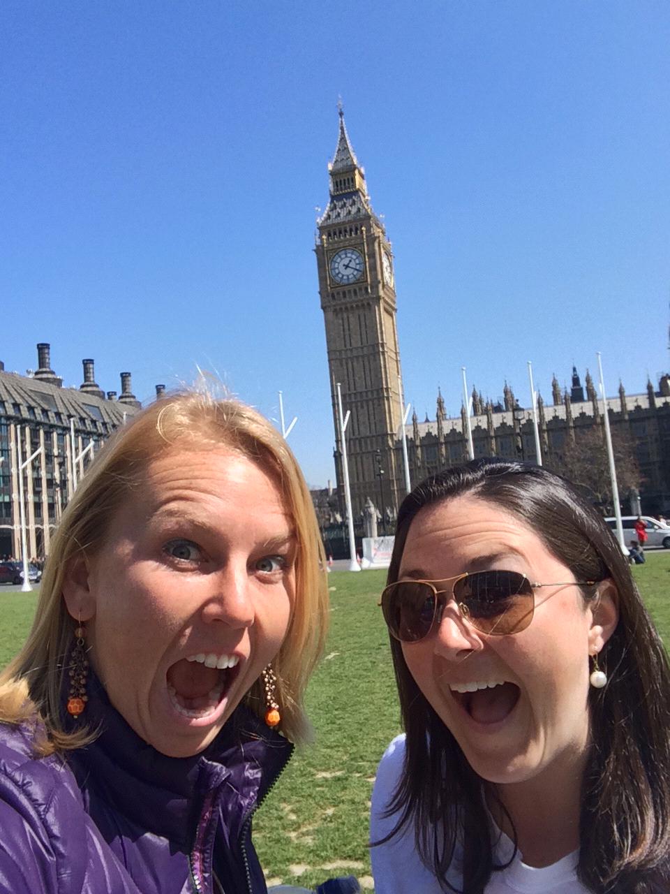 Jill and Kat hanging out with Big Ben