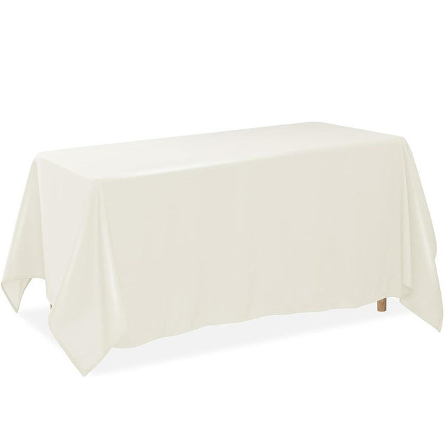 Lann's Linens 90 x 156 Inch Rectangular Tablecloth, Washable Polyester Fabric Table Cloth for Dining Tables, Parties, Restaurants, Weddings - Ivory
