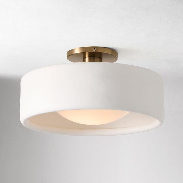 Anders Flush Mount, 14", Porcelain, Champagne