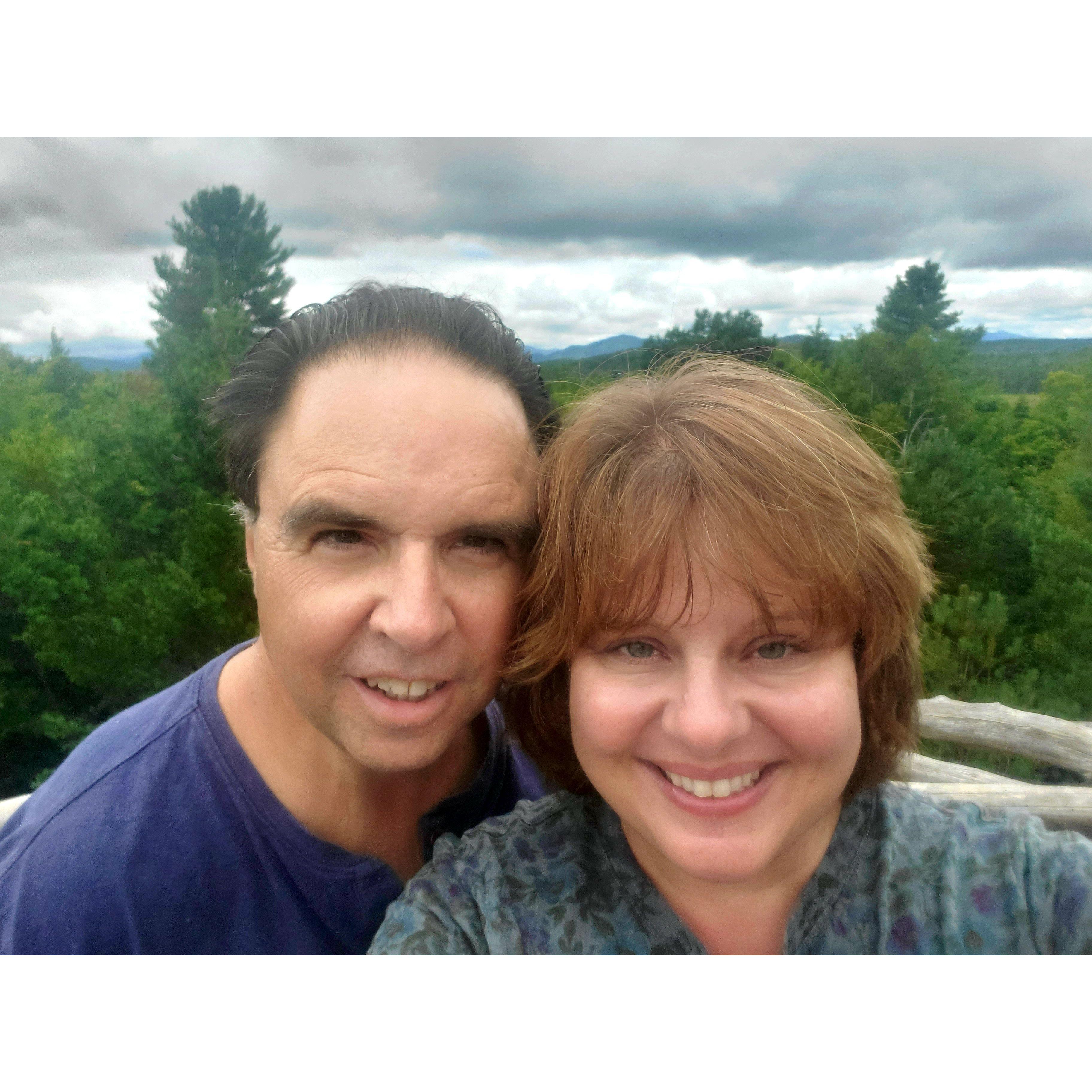 Enjoying the bird's eye view forty feet in the air at the Wild Walk at Tupper Lake.