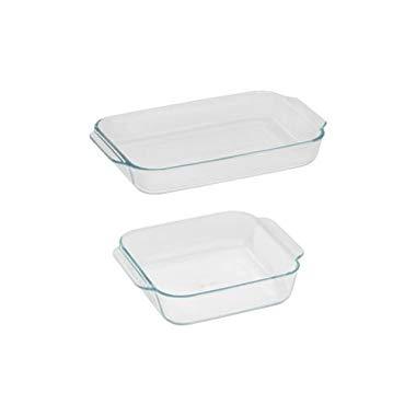 Pyrex Basics Clear Glass Baking Dishes 3 Quart Oblong and 2 Quart Square