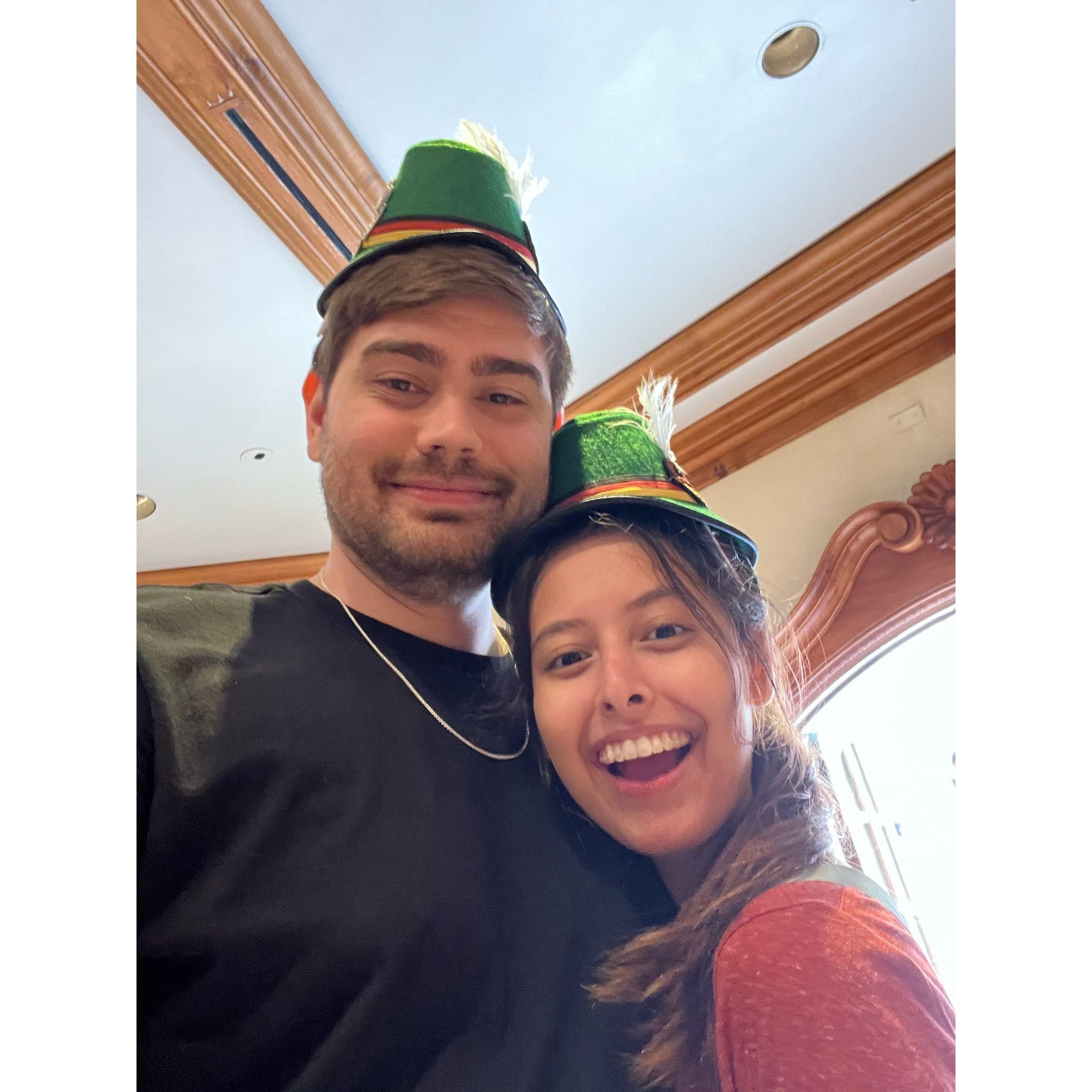 Us wearing leprechaun hats