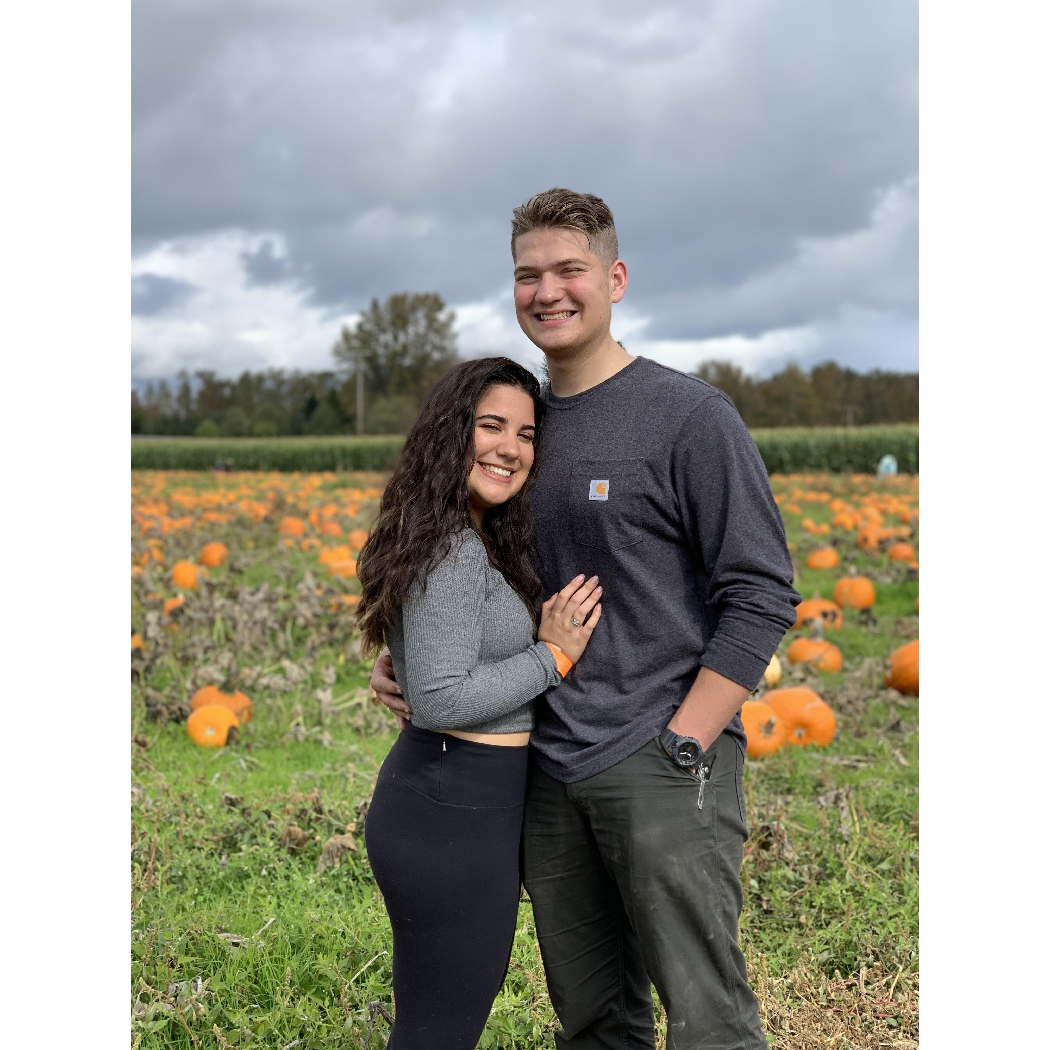 First pumpkin patch together Sheilter Family Farm '19