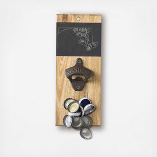 My State Slate & Acacia Wall Mount Bottle Opener