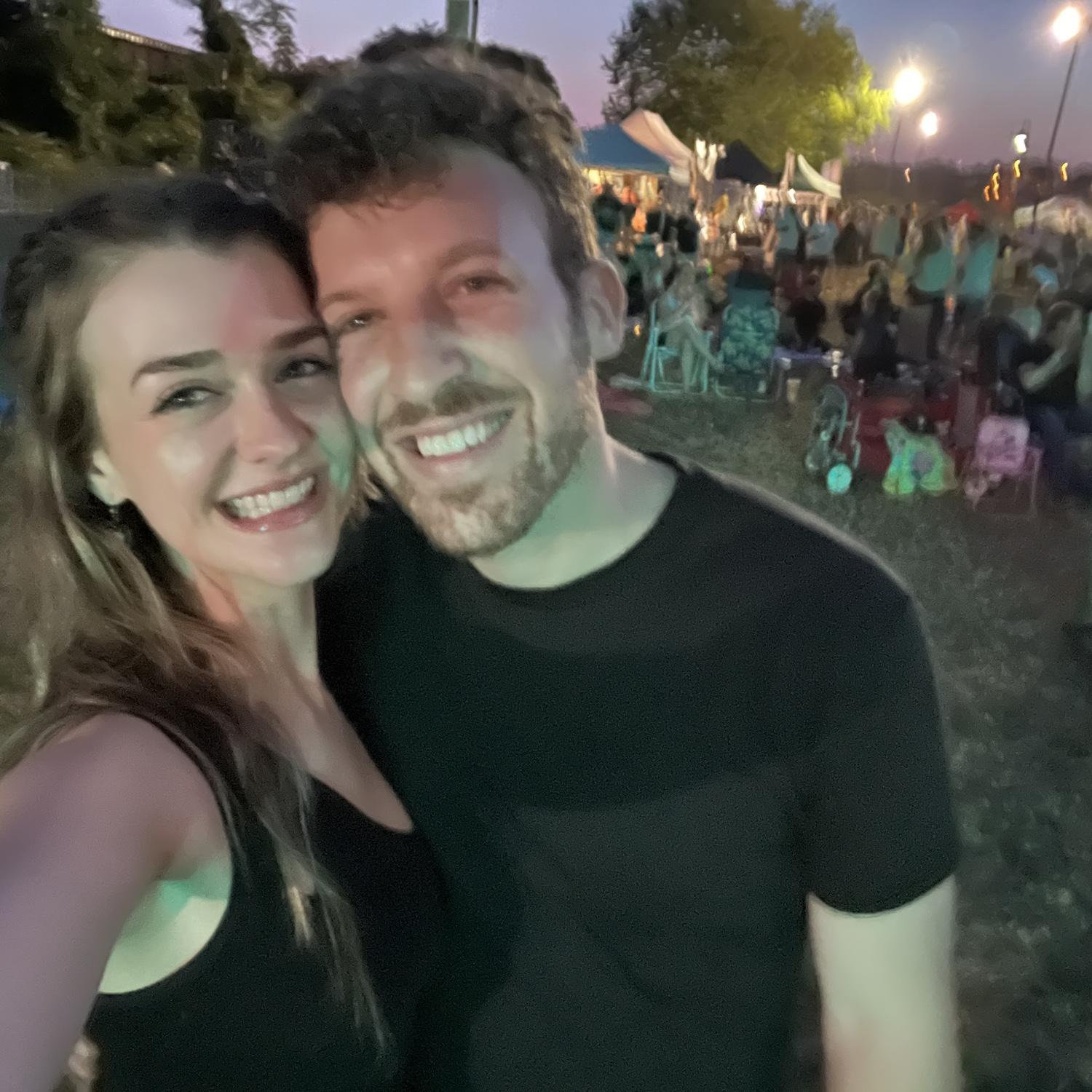 One of our first weekends out in Richmond after moving in together. Outdoor concert, June, 2023.
