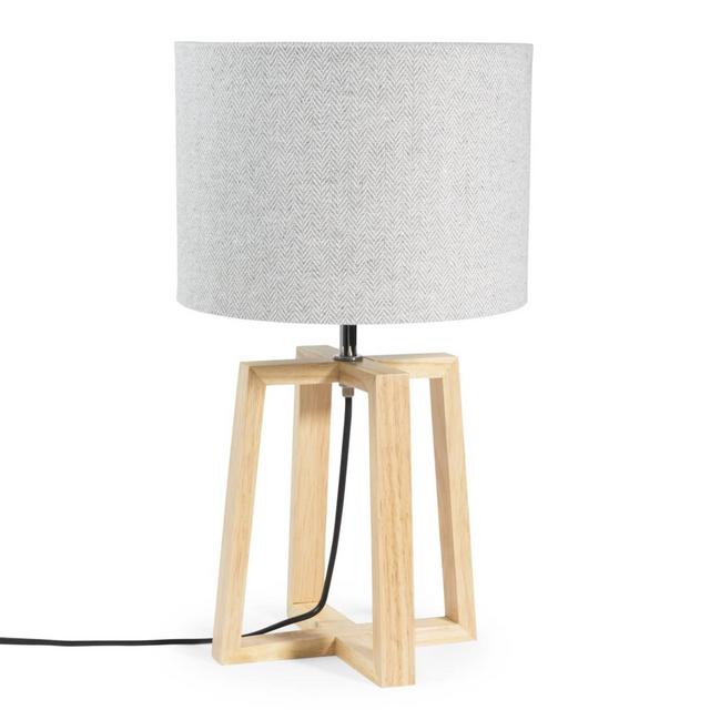 Rubber Wood Lamp with White Shade Hedmark
