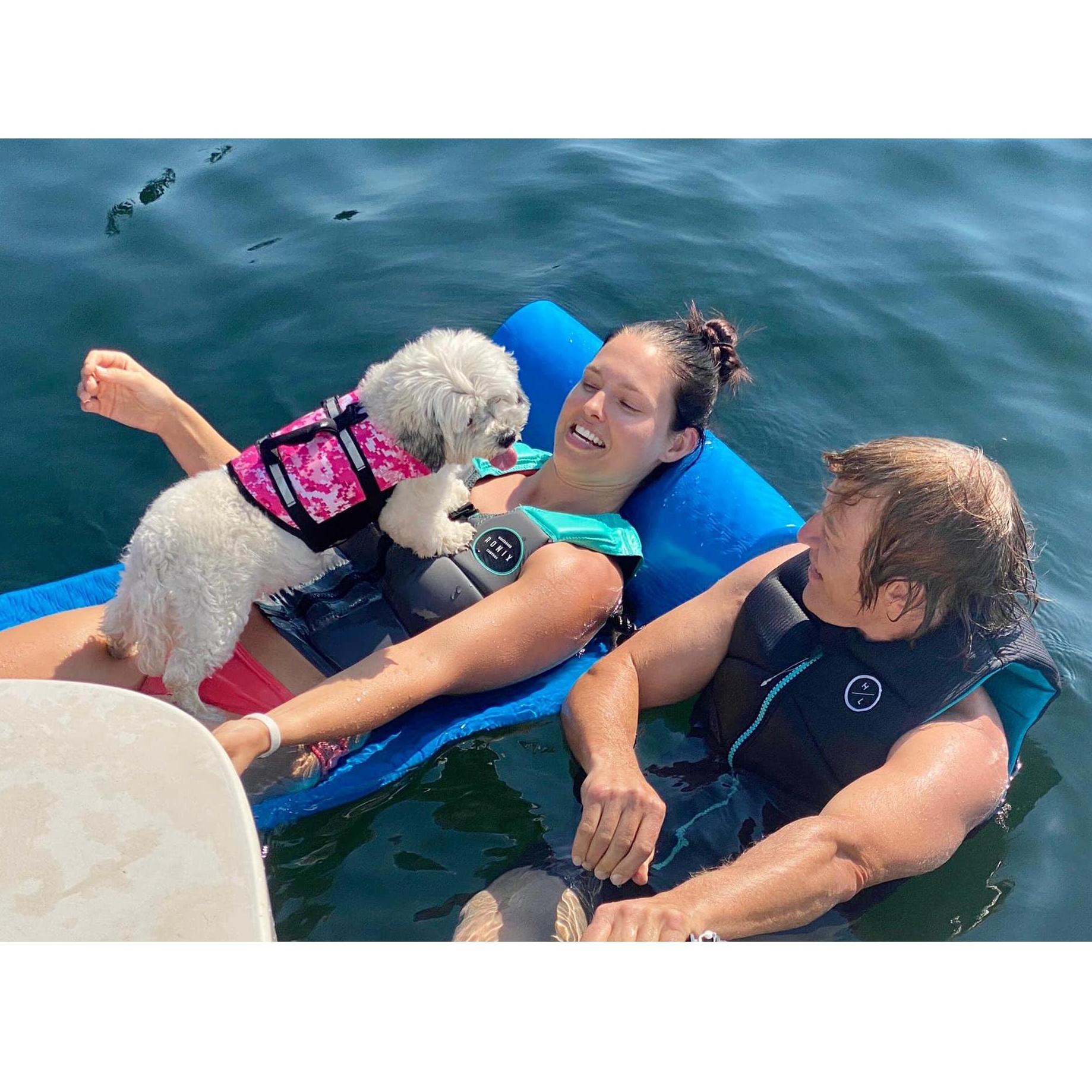 One of our many boating adventures with Molly!