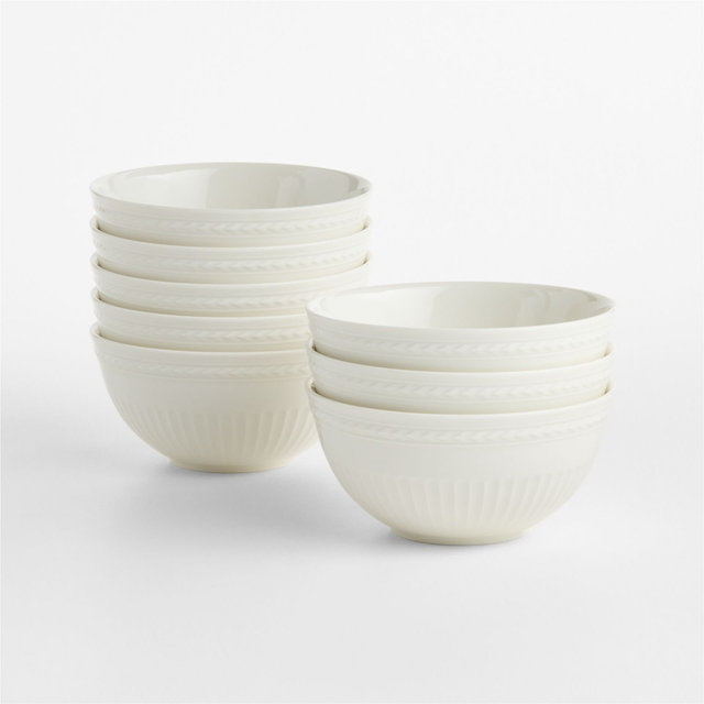Cotswold Cream Porcelain Cereal Bowls, Set of 8
