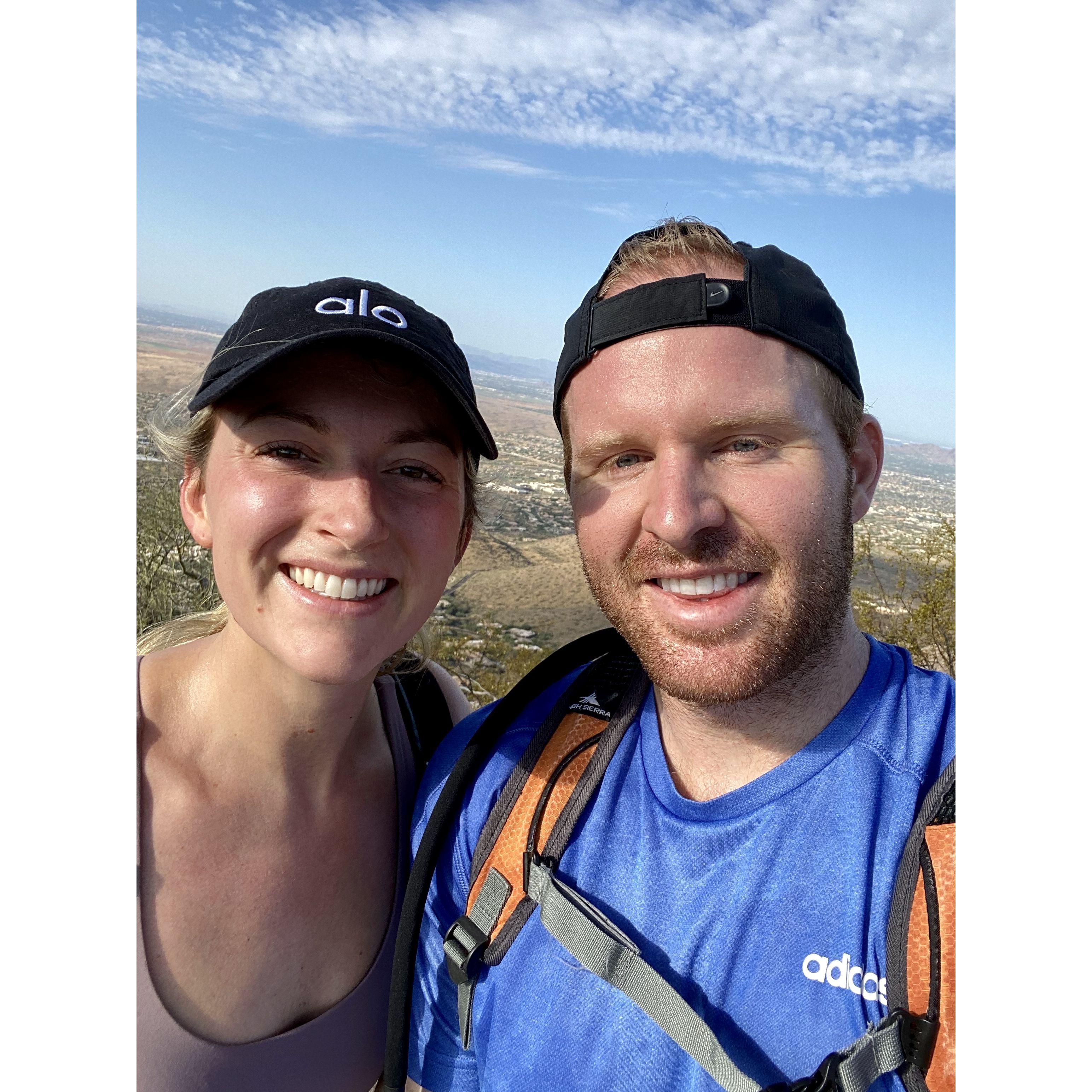 One of many hikes to the top of Camelback Mountain together