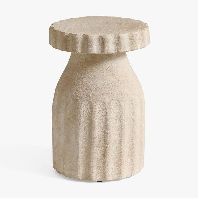 Salina Round 13" Outdoor Accent Table, Ivory