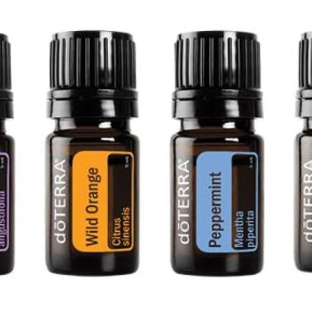 doTERRA AromaTouch Travel Kit - includes 5ml Bottles of Lavender, Wild Orange, Peppermint, and AromaTouch Massage Blend