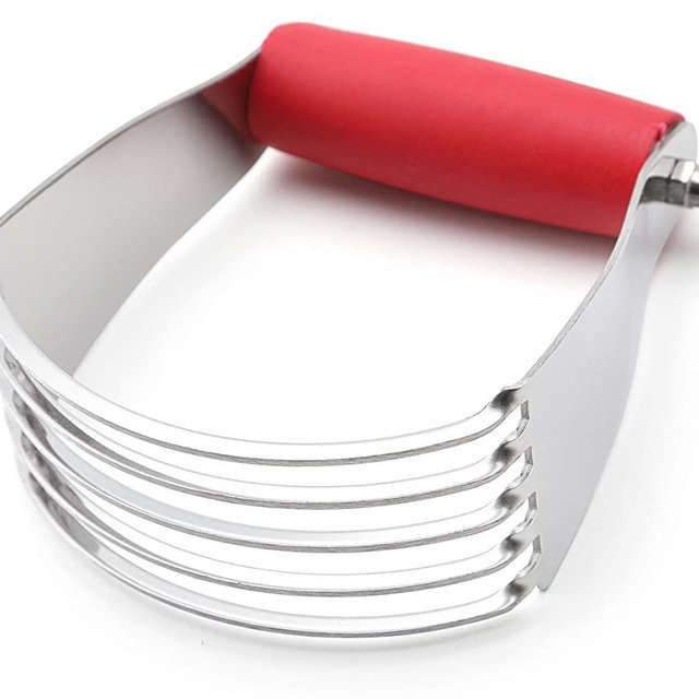 Spring Chef Dough Blender, Top Professional Pastry Cutter with Heavy Duty Stainless Steel Blades, Medium Size, Red