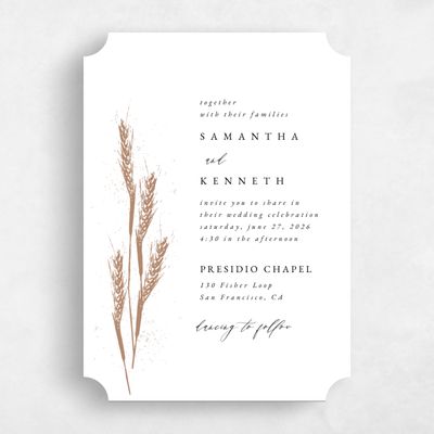 Brown Ticket Wedding Invitation - Alder Wheat