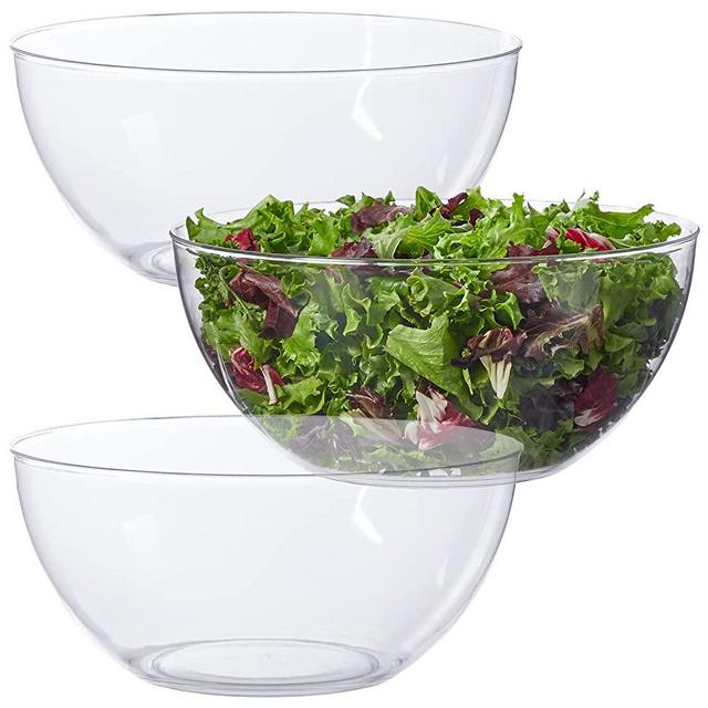 US Acrylic Vista 10 inch Clear Plastic Salad and Serving Bowls | set of 3 Reusable, BPA-free, Made in the USA, Microwave & Dishwasher Safe Dinnerware