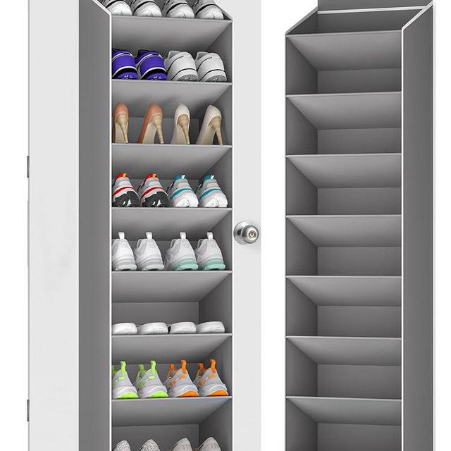 KYEVIS Over The Door Shoe Organizer Storage Fit 16-24 Pairs Hanging Shoe Rack Organiser for Closet Door, Deep Pocket Shoe Holder for Sneakers,Boots Storage(1 Pack Gray)