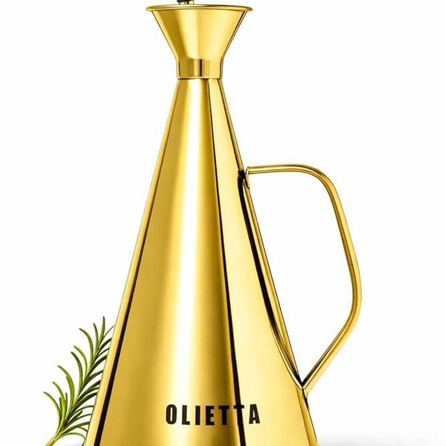 Olietta Olive Oil Dispenser Bottle Gold Stainless Steel Non Drip Leak Proof No Mess Vinegar Pourer & Kitchen Drizzler 17 oz 500ML 0.5 Litre Great for Pouring & Drizzling Easy to Clean & Leakproof