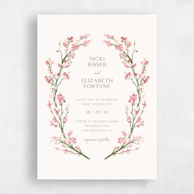 Watermelon, Pink Wedding Invitation - Allamia Portrait