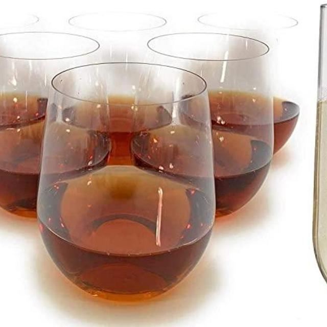 24 count Unbreakable Stemless Plastic Wine Champagne Glasses Elegant Durable Reusable Shatterproof Indoor Outdoor Ideal for Home, Office, Bars, Wedding, | 12 20 ounce Cups and 12 ~ 9 Ounce Cups