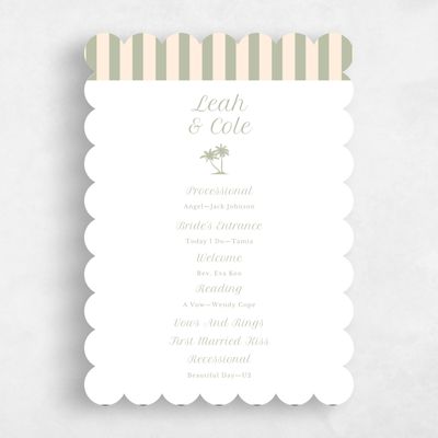 Green Scalloped Wedding Program - Mauritius