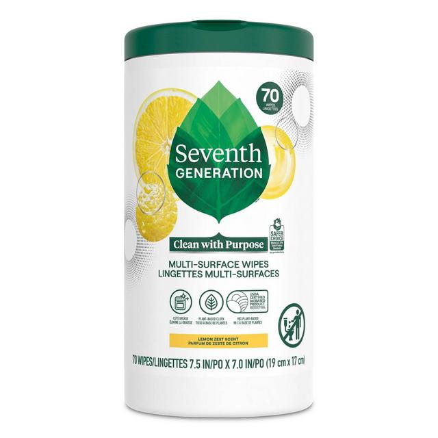 Seventh Generation Multi-Surface Cleaning Wipes - Lemon Zest - 70ct