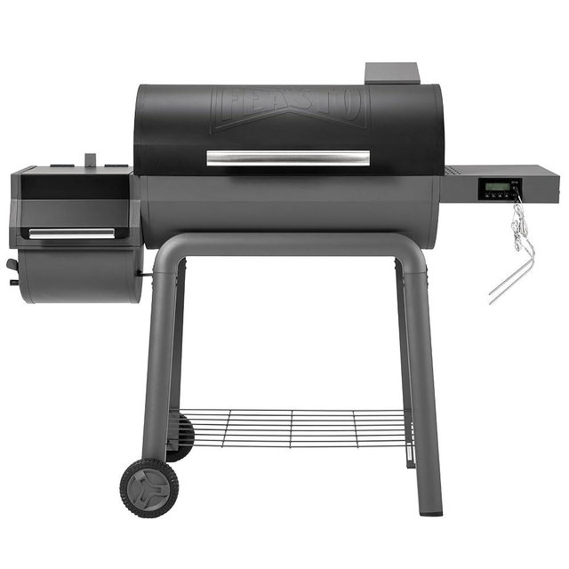 Feasto 30-Inch Heavy-Duty Charcoal Grill with Digital Temperature Control & 2 Meat Probes, Outdoor BBQ Grill with Offset Smoker, 832 Sq. In. Cooking Space for Backyard BBQ, Black & Grey
