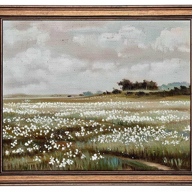 Gold Framed Vintage Wall Art Classical French Landscape Wildflowers Field Painting Canvas Print Kitchen Bedroom Wall Decor (wildflower field, 12" L x 9.5" W)