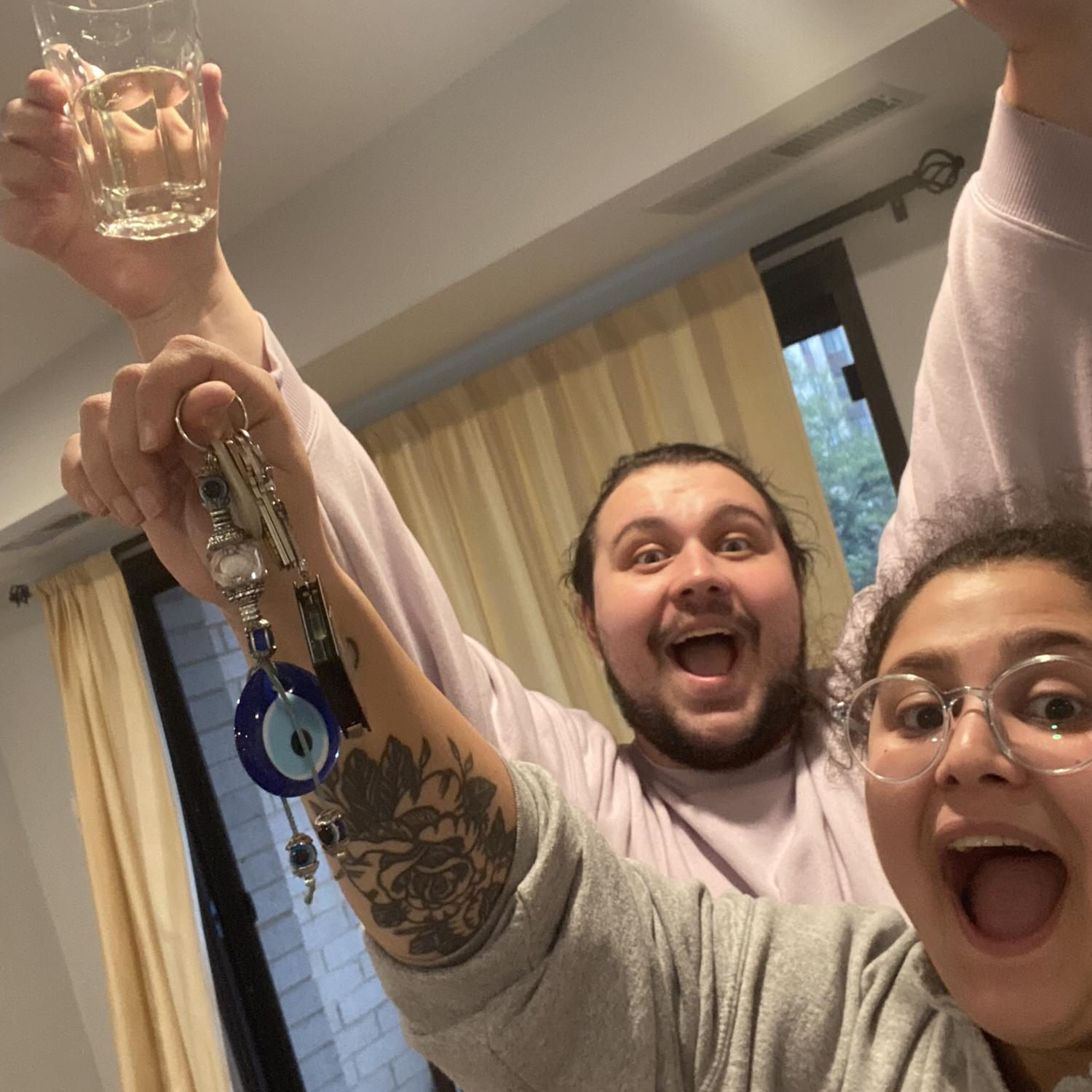 Getting the keys to our first apartment together!