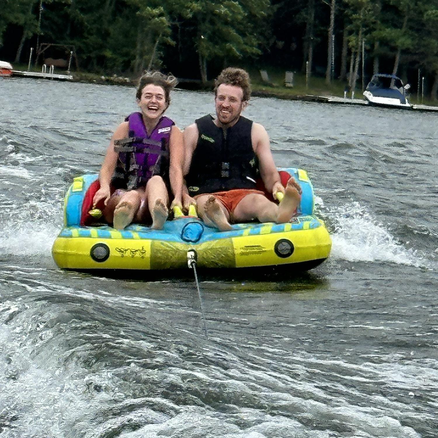 Tubing at Deep Creek Lake, July, 2023. Not pictured: loud screaming and lots of laughs!