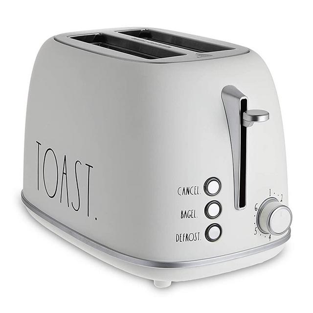 Rae Dunn Toaster, Stainless Steel 2 Slice Rounded Toaster, Wide Slot with 6 Browning Levels, with Bagel, Defrost and Cancel Options (Cream)
