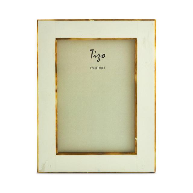 Tizo Natural White Faux Horn Border Frame, 4" x 6"