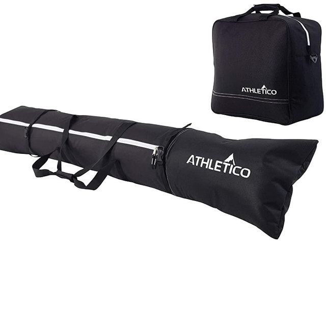 Athletico Padded Two-Piece Ski and Boot Bag Combo | Store & Transport Skis Up to 200 cm and Boots Up to Size 13 | Includes 1 Padded Ski Bag & 1 Padded Ski Boot Bag
