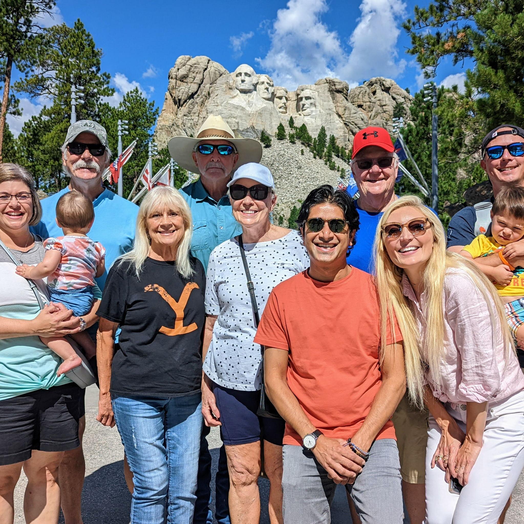 Visiting Mount Rushmore with Frank, Dorothy, Paul, Korinne, Brooks, Addison, Aunt Fran, Uncle Don and Uncle Steve August 2022