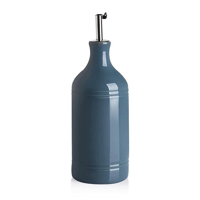 Sweejar Porcelain Olive Oil Dispenser Bottle, Opaque Oil Cruet Protects Oil To Reduce Oxidation, Suitable For Storage Of Oil, Vinegar, Soy Sauce And Other Liquids, 1 Piece, 15.5oz (Fog blue)